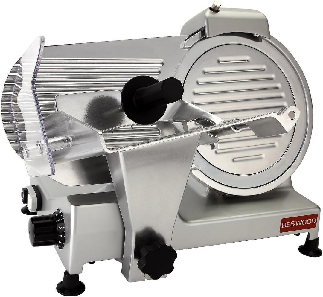 BESWOOD 10" Electric Deli Meat Slicer, Cheese Food Slicer with Premium Chromium-plated Steel Blade, for Commercial and for Home Use 240W, BESWOOD250