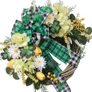 TEMPUS Spring/Summer Front Door Wreath 18 Inch Artificial Tulip and Hydrangea Wreath Farmhouse-Style Greenery Door Decoration for Home, Windows, Walls, and All-Season Indoor/Outdoor Decor