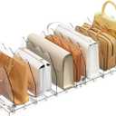 SPACEKEEPER Adjustable Shelf Divider for Closet, Clear Purse Organizers for Closet Acrylic Handbag Separators Storage Organizer Bookshelf Separator Dividers in Bedroom, Office