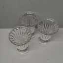 Glasseam Pedestal Glass Vase for Flowers, 7.5in Tall Compote Vase Set of 3, Crystal Clear Vases for Centerpieces, Ribbed Decorative Vases for Home Decor, Cute Footed Urn for Living Room Decorations (Large)