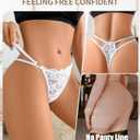 G-String Thongs for Women Sexy Lace T Back Underwear Low Rise No Show Cheeky Panties (M)