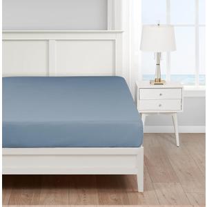Nautica - Twin XL Fitted Sheet, Cotton Percale Bedding, Casual Home Decor, Dorm Room Essentials (Solid Blue, Twin XL)