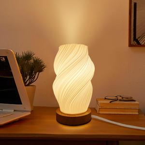 Zenply Dimmable Small Table Lamp for Living Room, 3D-Printing Novelty Spiral Striped Shade Small Mini Night Light Lamp, Bedside Lamp for Bedroom Nightstand Small Space Kids Room Office Dorm (Warm color)