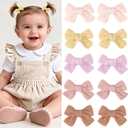 CLLOT Baby Bows for Girls,Fully Lined 2 Inches Pinky Hair Bows Ponytail Pigtail Bows with Alligator Clips Hair Accessories for Toddlers Infants Kids