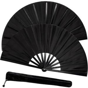 Fans for Line Dancing, Hand Fan Foldable, Rave Fan Clack, Boots on The Ground, Pop Fans Clacking Handheld for Women Folding (Black)