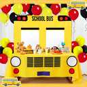Oudain 2 Pcs School Bus Party Decorations First Day of School Banner and Tablecloth Yellow Bus Tablecover and Backdrop for Boys Girls Birthday Theme Party Favor (83.7 x 53.9 Inches)