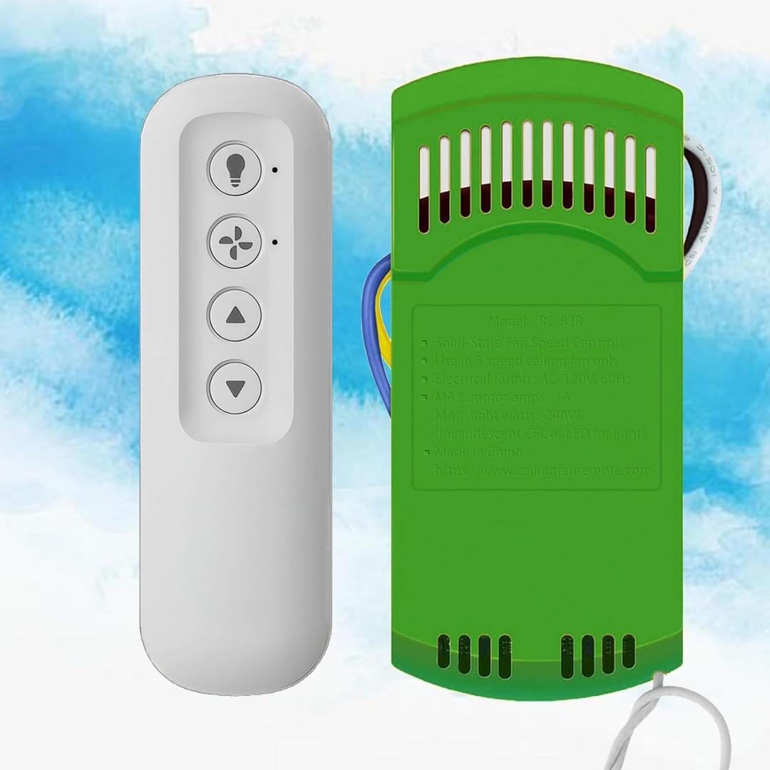 Universal Ceiling Fan Remote Control Kit Replacement for Hunter Remote 99600,99770,99122, 99123,99813,99392,99813,K5579-01,3-Speed Light Dimmer and Wall Holder Mount