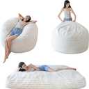 MAXYOYO Giant Bean Bag Chair Bed for Adults, Convertible Beanbag Folds from Lazy Chair to Floor Mattress Bed, Large Floor Sofa Couch, Big Sofa Bed, High-Density Foam Filling, Machine Washable Cover (Full, Beige)