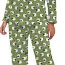 PrinStory Fluffy Pajamas for Women Set Winter Fleece Pajama Sets Warm Fuzzy Pjs Flannel 2 Piece Lounge Sets with Pockets (Green, L)