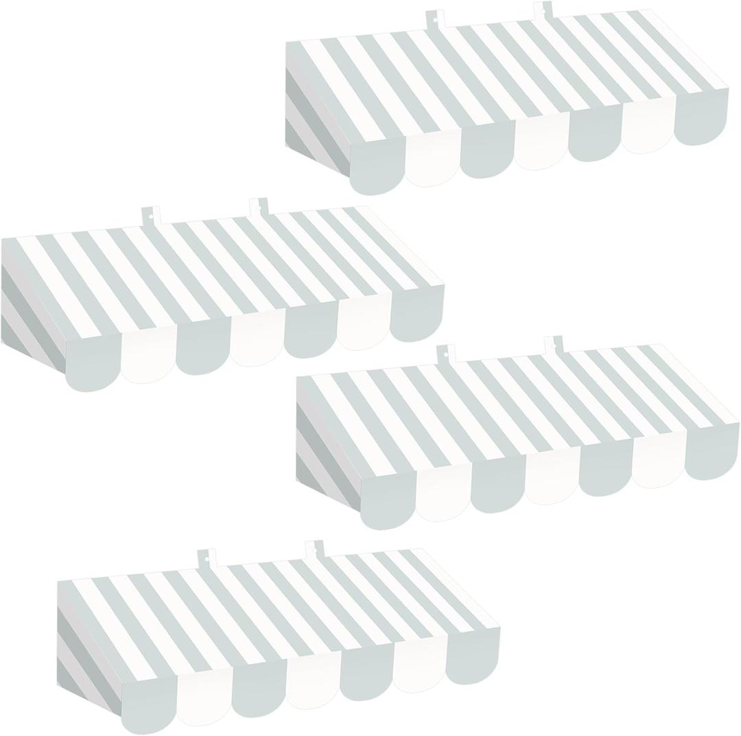 Tallew 4 Pcs 3D Circus Awning Wall Decoration Farmers Market Party Decorations Carnival Awning for Halloween Carnival Theme Party Classroom Decorations(Gray Blue and White)