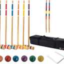 GSE Games & Sports Expert 30'' Classic Six Player Croquet Set with Wooden Mallets, Colored Balls, Sturdy Carrying Bag for Family & Friends, Great for Outdoor Lawn, Backyard, Park