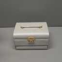 3 Layers Leather Jewelry Storage Box with Lock, Mirror