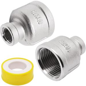 Reducing Coupling 3/4" x 1/4" NPT Female Threaded Pipe Fitting 304 Stainless Steel Adapter, 2 Pack