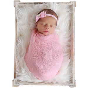 Coberllus Newborn Baby Photography Props Long Ripple Stretch Wrap Blanket Cloth for Boys Girls Photo Shoot (Light Pink)