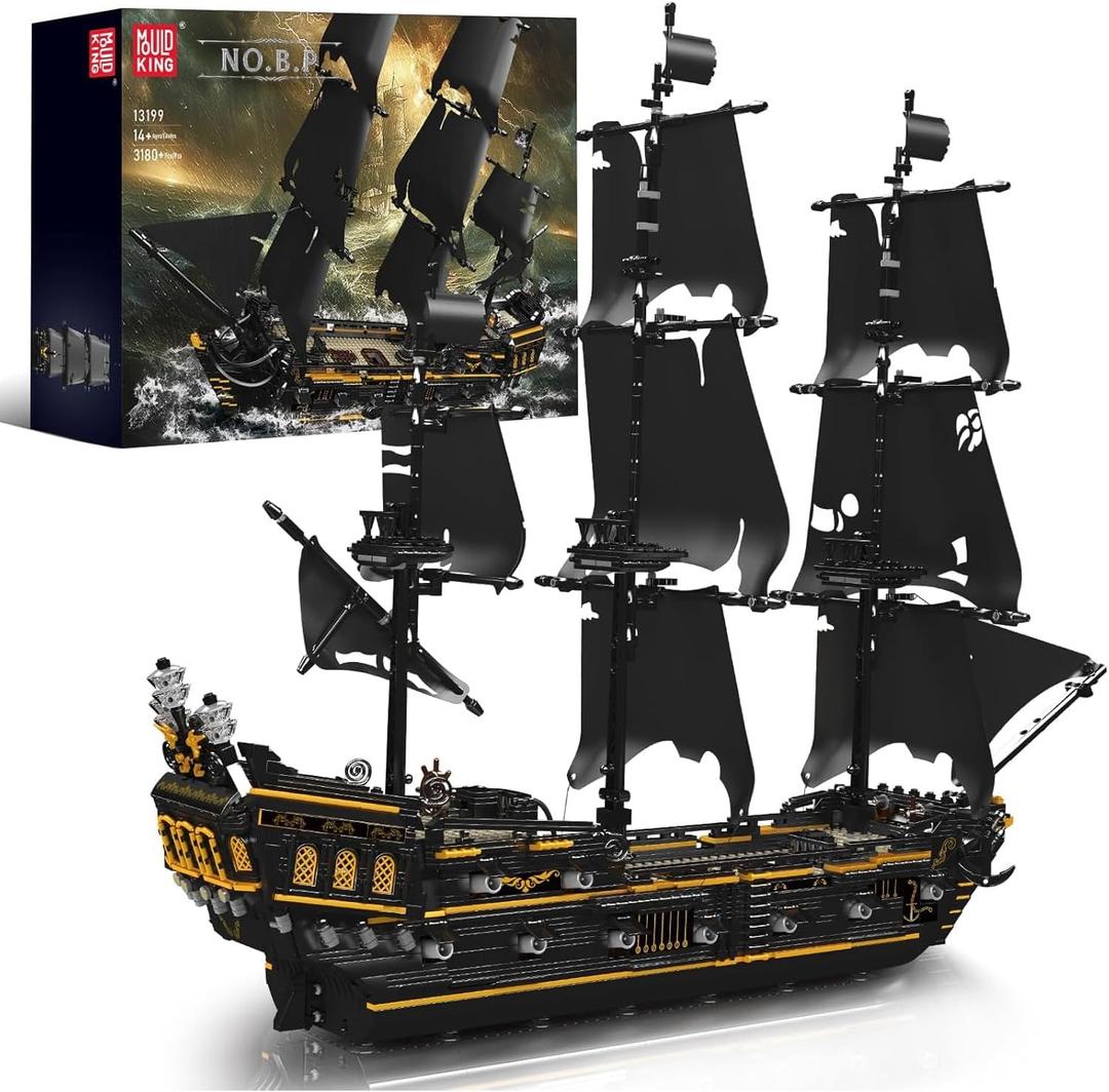 Mould King 13199 Pirates Ship Model Building Blocks Kits, MOC Large Black Pearl Sailboat Model Construction Set to Build, Gift for Age 14+/Adults Collections Enthusiasts (3180+ Pieces)
