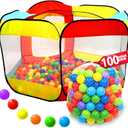 Kids Play Tent with 100 Balls  Extra Large 56x50 Pop-Up Ball Pit  Indoor/Outdoor Playhouse with Mesh Windows & Carry Bag