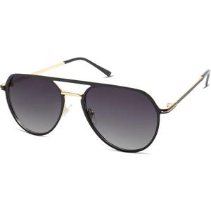 SOJOS Trendy Aviator Polarized Sunglasses for Women Men Retro Shades Classic Metal Sun Glasses SJ1204A (Black&gold/Grey Lens)