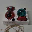 2 Packs Hummingbird Feeder for Outdoors Hanging, 34OZ & 32OZ Hand Blown Glass Hummingbird Feeders for Outside, Red & Teal