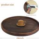 Gurfuy Extra Large Round Ottoman Table Tray Round-24 - Rustic Wooden Serving Tray for Farmhouse Decorative Oversized Coffee Table Trays Living Room Kitchen Counter Breakfast Brown