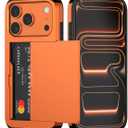 Nvollnoe Compatible with iPhone 17 Pro Case with Card Holder Dual Layer Heavy Duty Protective Shockproof Hidden Card Slot Slim Wallet Phone Case for Women&Men 6.3 inch(Orange)