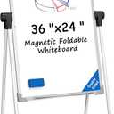 MaxGear Easel Whiteboard 36" x 24" Magnetic Portable Dry Erase Board, Foldable Double-Sided White Board with Stand Height Adjustable for Flip Chart Home Office School