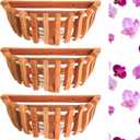 3 Wooden Orchid Wall Planters, Plant Baskets for Wall Mounting (Wall Baskets), 11 inches wide, 5.5 inches long, 3.5 inches high
