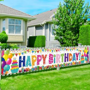 Colorful Birthday Decorations for Kids Rainbow Happy Birthday Yard Banner Large Colorful Banner Backdrop Sign for Boys Girls Party Supplies Indoor Outdoor Decor 118 x 16.69