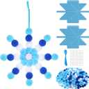 Realspring 24 Sets Christmas Snowflake Pom-poms Craft Kit Blue Winter DIY Frozen Pom Pom Ornament Craft Bulk Christmas Poms Decor for Xmas Home Activity Classroom Party