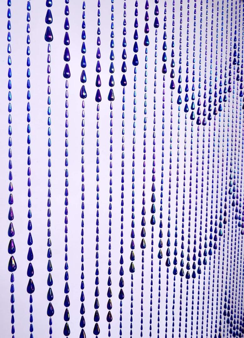 FlavorThings 3 FT X 6 FT Raindrops Blue Iridescent Beaded Curtain Door String Curtain Wall Panel Window Room Divider Blind for Wedding Coffee House Restaurant Parts Home Decoration