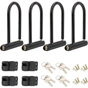 Bike U Lock, 4 Pack Bike Locks Anti Theft, Bicycle U-Locks with Keys and Mounting Bracket for Road, Mountain, and Electric Bikes.