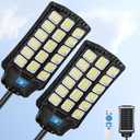 Solar Street Lights Outdoor Waterproof 2 Pack, 14000W Large Solar Parking Lot Light Outside Dusk to Dawn, Motion Sensing & Remote Control, Pole or Wall Mount, for Commercial Yard Garage Patio