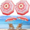 Buryeah 2 Pcs Automatic Chair Umbrella with Universal Clamp 44" UPF 50+ Portable Clamp on Beach Chair Adjustable Wheelchair Umbrella for Outdoor Patio Parasol