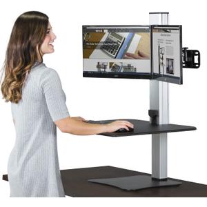 Victor DC450 Dual Monitor Electric Standing Desk, Black, 28 inch Wide Work Surface, Compatible with Any Standard Desk, Monitor Mount Included