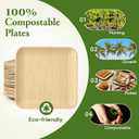 ECOLipak 10 Inch Compostable Palm Leaf Plate Like Bamboo Plate, 50 Pack Disposable Biodegradable Plates Suitable for Party, Dinner