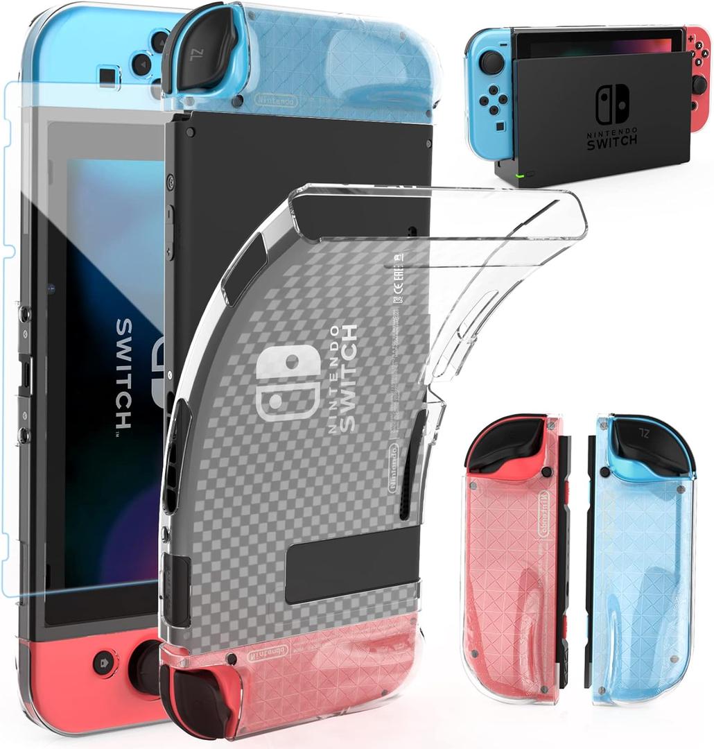 HEYSTOP Protective Case Cover for Nintendo Switch, Case Compatible with Nintendo Switch and JoyCon Controller with a Switch Tempered Glass Screen Protector