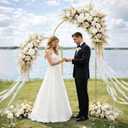 Metal Arch Backdrop Stand 2 Set (6FT/5FT), Gold Wedding Arch Frame, Balloon Arch Stand for Wedding, Baby Shower, Birthday, Ceremony, Party Decor