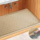 Silicone Under Sink Mat 34" x 22", kitchen Essentials and Gadgets, Shelf liner and Cabinet Protector, Home Organizers and Storage, Waterproof Bathroom Tray (Beige)