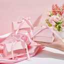 BENECREAT 30 Set Wedding Favors Box DIY Set, Pink Kraft Paper Box with Pearl Handle, Ribbons, Stickers, Gift Boxes for Birthday, Boutique, Wedding and Anniversary, 3.54x2.36x2.16inch