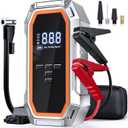 Jump Starter with Air Compressor, 5000A 150PSI Car Battery Jump Starter (9.0 Gas/8.0L Diesel), 12V Jump Box Car Battery Jumper Starter Portable with Jumper Cables, LCD Display, Lights (Orange)