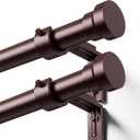 YaFex Curtain Rods 2 Pack 32-86 Inch, Heavy Duty 1 Inch Curtain Rod, Bronze Long Adjustable Window Treatment Rods, Modern Design, Easy Installation