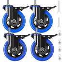 Stem Caster Wheels 4 inch Heavy Duty Threaded Stem Mount Casters Set of 4 with American Size UNC 1/2"-13 x 1 Swivel Industrial Castors with Safety Dual Locking Wheel for Furniture and Cart
