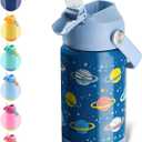 Kerilyn 12oz Kids Water Bottle, Stainless Steel Insulated Water Bottle For Kids, Toddler Cup With Straws Leak-proof, Kids Water Bottles For School Boys Girls, BPA Free, Planet