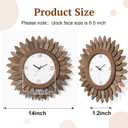 Honiway 14 Inch Wall Clocks Battery Operated Silent Non Ticking Rustic Wood Boho Sunburst Decorative Wall Clock for Living Room Kitchen Bedroom Farmhouse Office Decor (Tricolor-Roman Numerals)