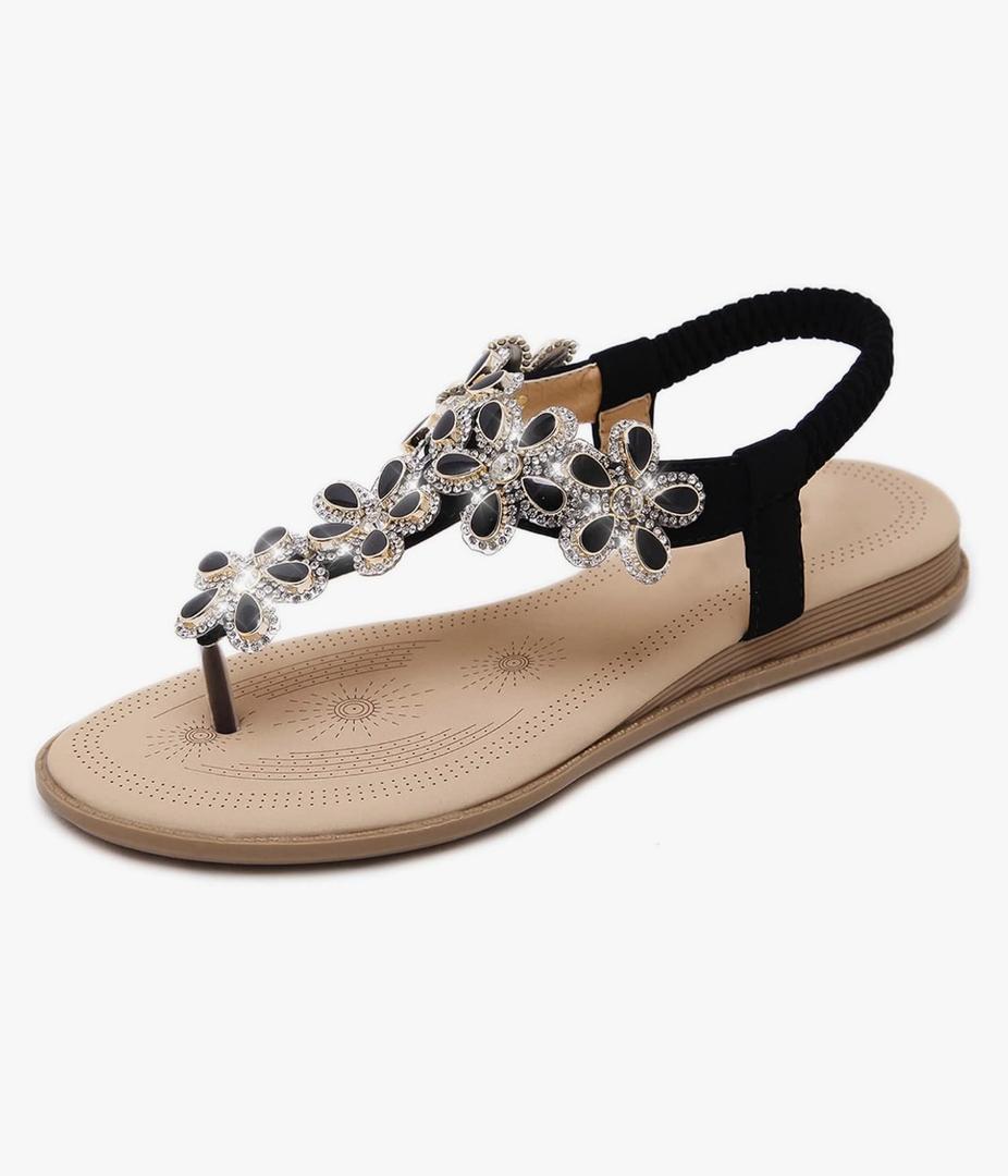 Women Sandals Rhinestone Dressy Casual Summer flat flip flops Comfortable Sandals EU43