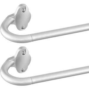 TVWOO Silver Wrap Around Curtain Rods 2Pack:Small Blackout Adjustable Window Curtain Rod for Bedroom Kitchen Apartment Renter Friendly,Room Darkening Curved Drapery Rods Easy Install,Nickel 28-48 Inch