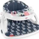 Fisher-Price Portable Baby Chair Sit-Me-Up Floor Seat With Snack Tray And Developmental Toys, Navy Garden