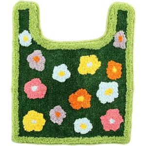 Cute Moss Flower Bathroom Toilet Rugs, Green Toilet Mat U Shape Washable Non-Slip Around The Toilet Rug Aesthetic Bath Mat for Family and Hotel Bathroom DecorationsGreen, 1.6ftx1.6ft