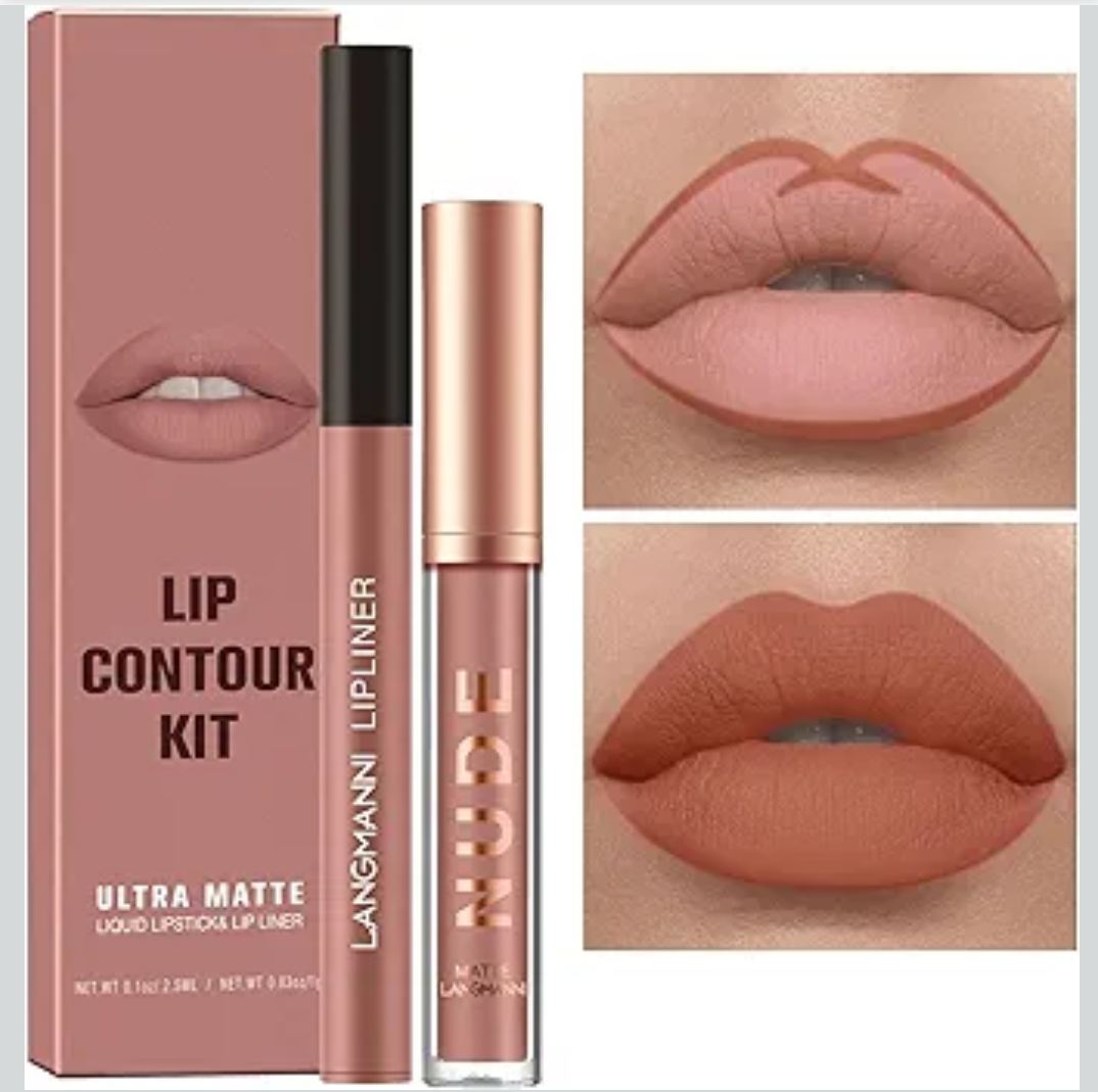 MIELIKKI 2Pcs Matte Liquid Lipstick and Lip Liner Set, One Step Lips Makeup Kit, Non-Stick Cup Lip Gloss + Lip Liner Pen, High Pigmented, Waterproof, Long-Lasting, #9,10,11,12 Pack 4