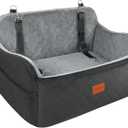 Lealchum Dog Car Seat Up to 55lb,2 Clip-On Safety Adjustable Leashs Car Dog Bed for 2 Small Dogs,Fully Detachable and Washable Pet Car Seat with 2 Storage Pockets,Easy to Install(Black/Grey, Large)