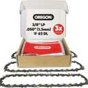 Oregon 3-Pack Chainsaw Chain 3/8" LP Pitch, .050" (1.3 mm) Gauge for 18" (45cm) Bar, 62 Drive Links Low-kickback Replacement Saw Chain, Fits Husqvarna, Echo, Poulan, Homelite, Craftsman and more
